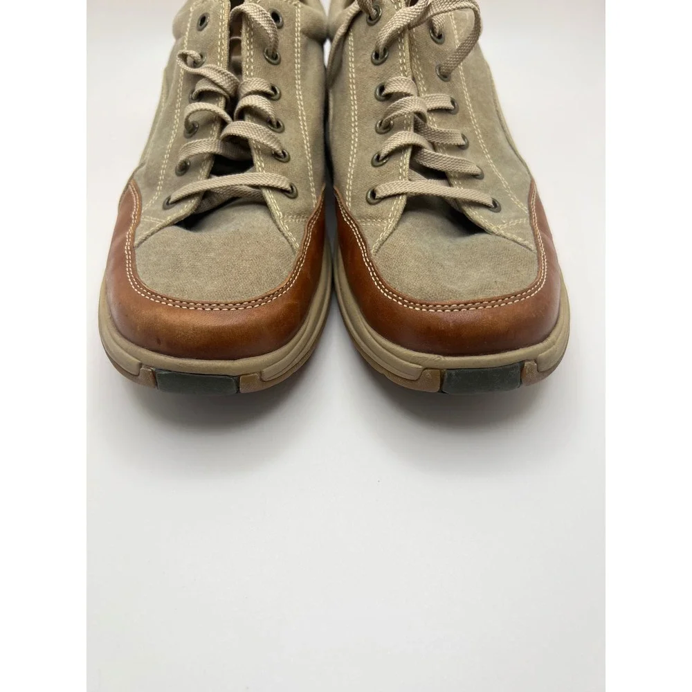 Cole Haan City Mens 10M Tan Canvas Brown Leather Lace Up Casual Shoes C04748